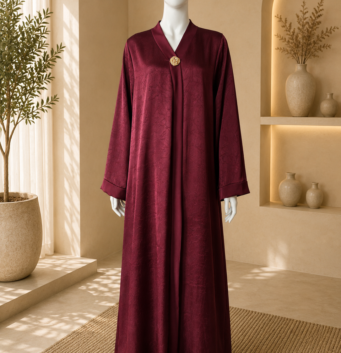 Abaya Aura couleur grenat de la marque Imraa