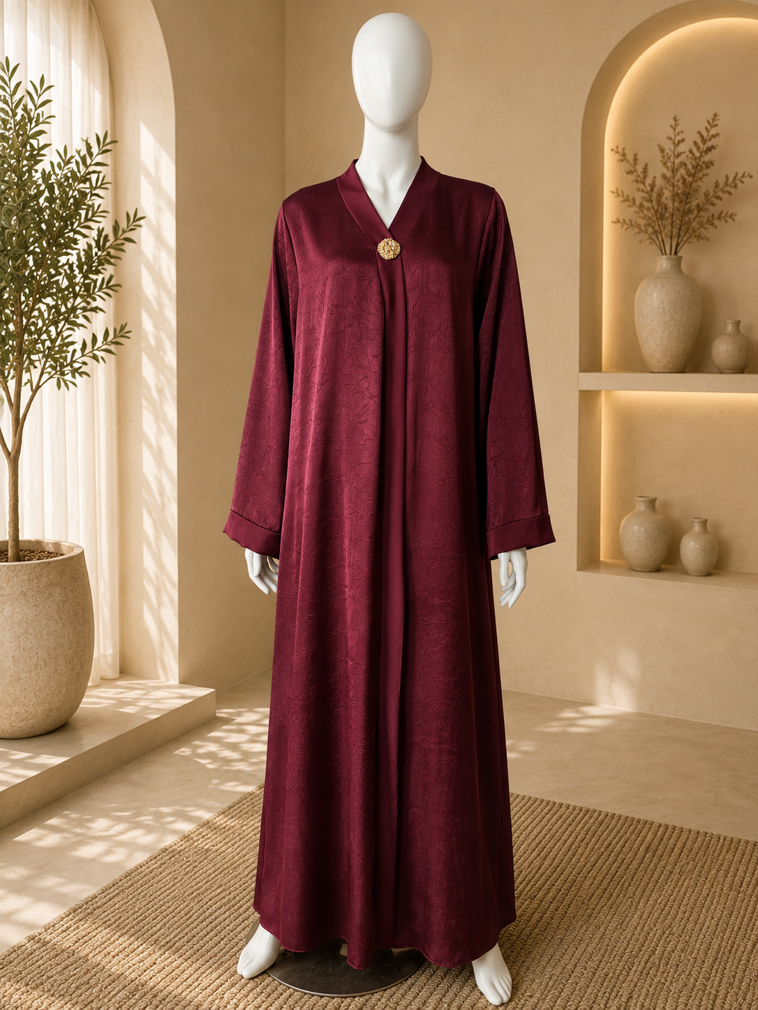 Abaya Aura couleur grenat de la marque Imraa